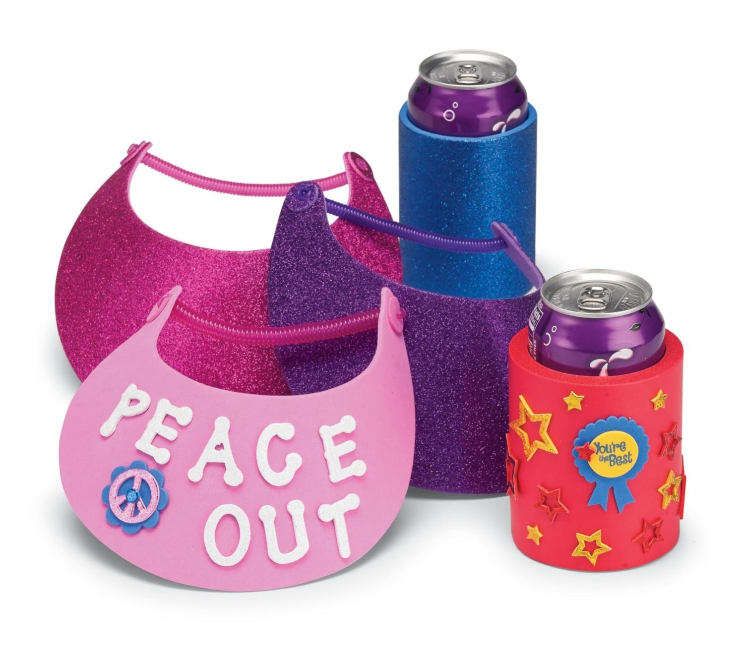 Creatology decorated cozies made with craft trims