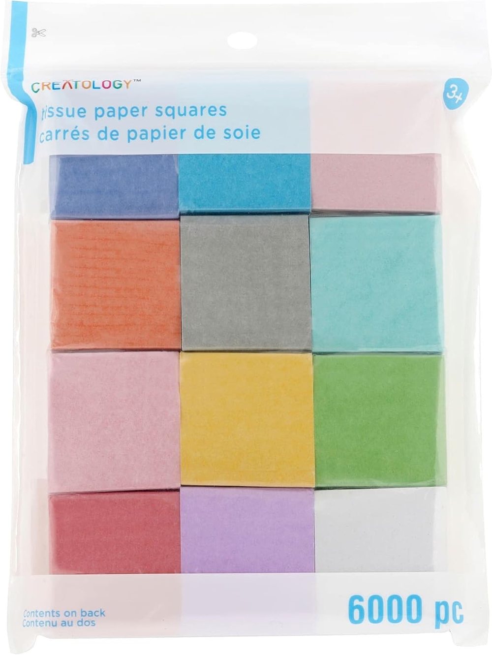 Creatology 12 Packs: 6,000 ct. (72,000 Total) Pastel Tissue Paper Square Pack, view 2