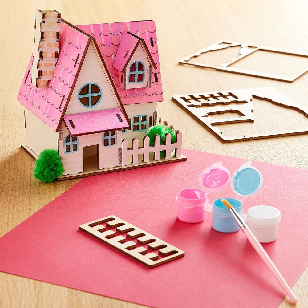 Creatology House Color-in 3D Wood Puzzle, view 3