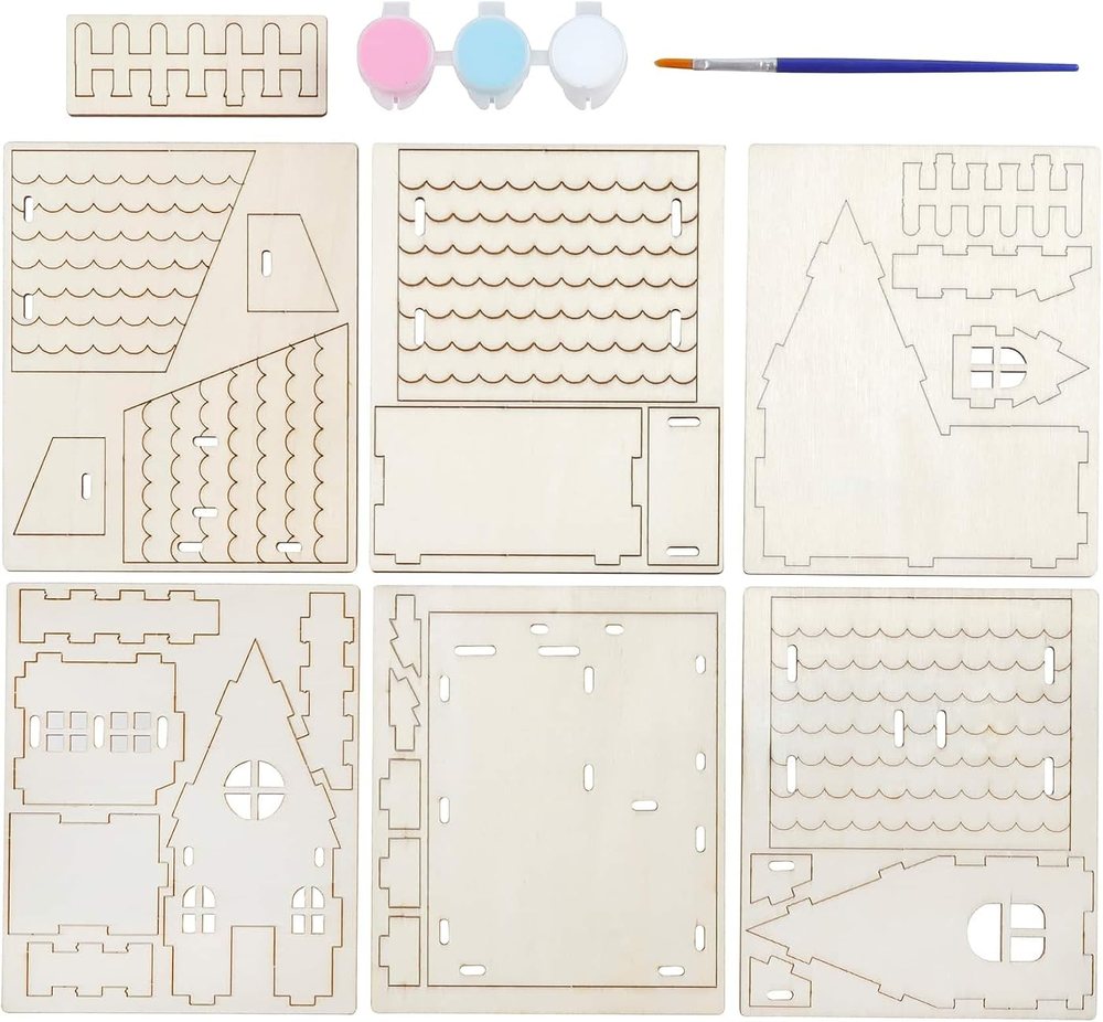 Creatology House Color-in 3D Wood Puzzle, view 4
