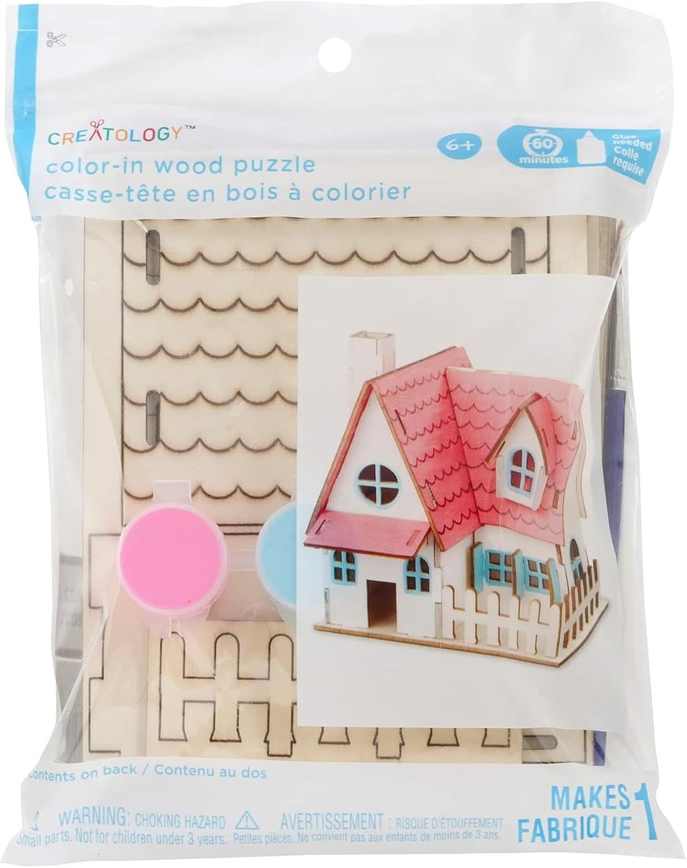 Creatology House Color-in 3D Wood Puzzle, view 5