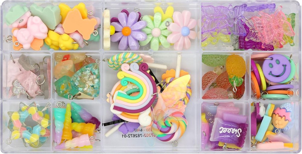 Creatology Mixed Craft Charms, Assorted Flowers Unicorns and Smiley Faces, Multicolor, 115 Pieces, 1-Pack, view 2